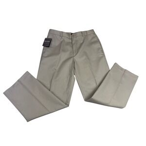 IZOD Madison Non Iron Dress Chino Pants Mens 36x32 Khaki Sportflex Metrix Fit